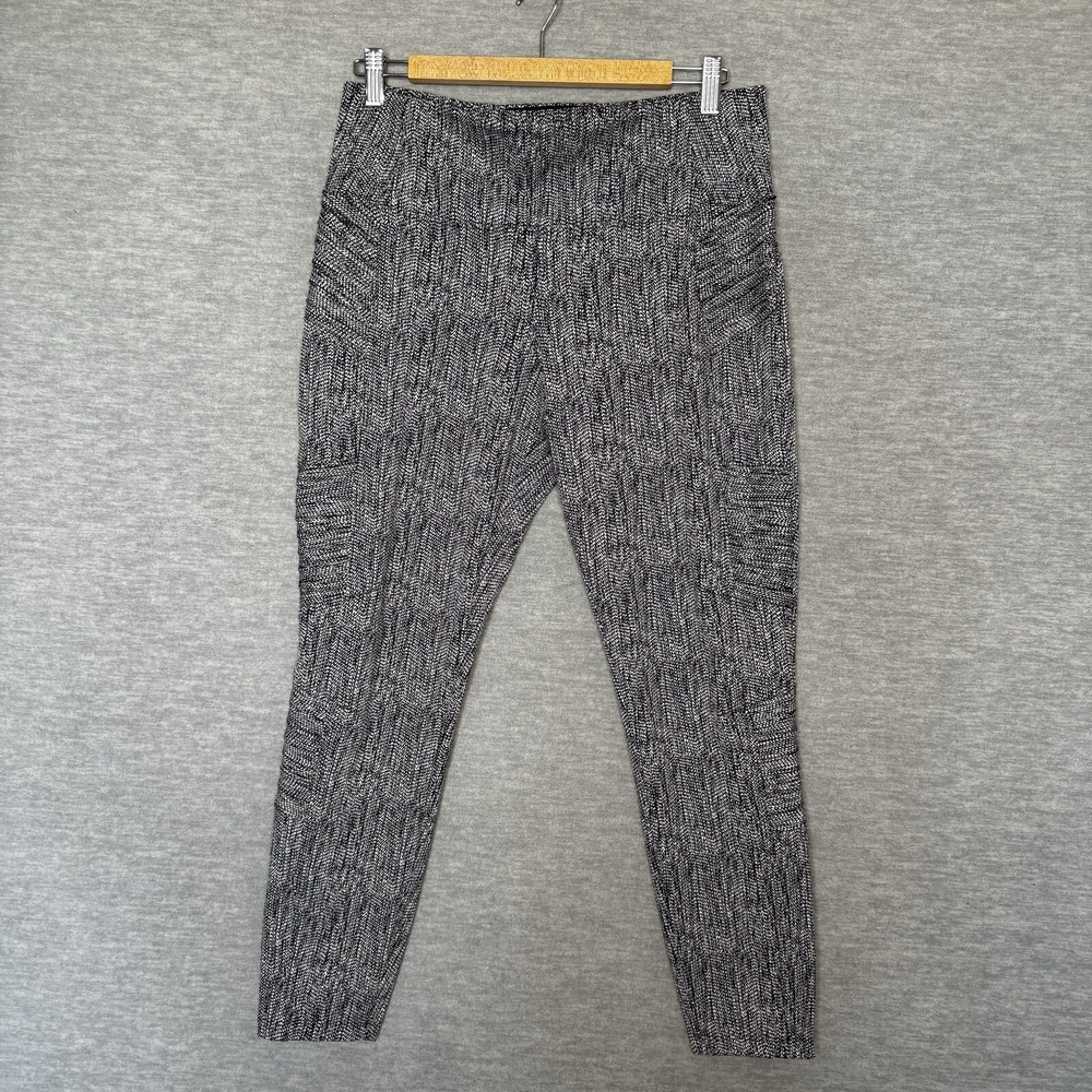 Athleta Pants Delancey Moto Tight Textured Legging Size Large Black White Womens